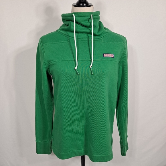 Vineyard Vines Tops - Vineyard Vines Green Collegiate Relaxed Funnel Neck Shep Shirt